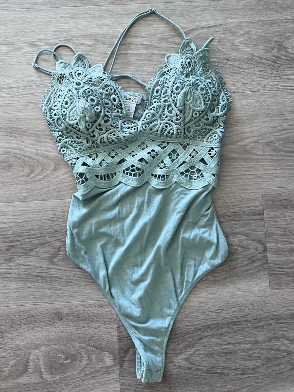 Rue21 Mint Lace Crochet Bodysuit